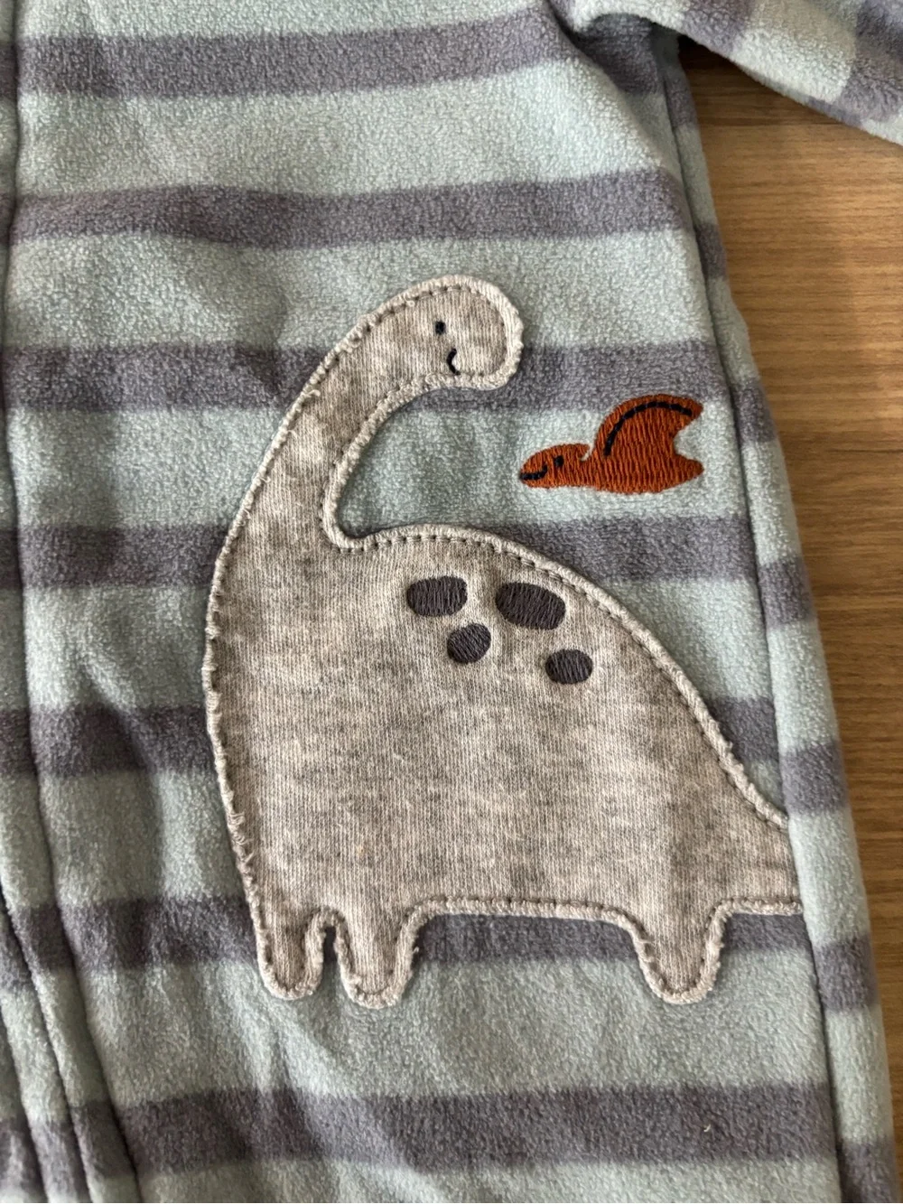 Child of Mine by Carter’s 0-3M blue stripe dinosaur zip sleeper